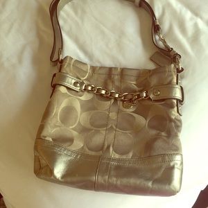 Authentic silver Coach purse